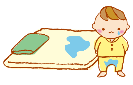 おねしょした子供のイラスト